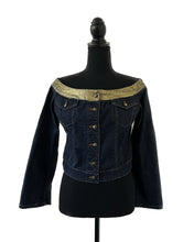 Load image into Gallery viewer, just cavalli vintage robert cavalli denim jacket off the shoulder jacket