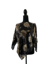 Load image into Gallery viewer, black and gold sequin shawl gorgeous sequin shawl nye shawl party look
