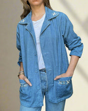 Load image into Gallery viewer, Vintage Aztec Denim Blazer
