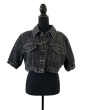 Load image into Gallery viewer, vintage fendissime denim jacket cropped jacket unique buttons dark wash denim jacket
