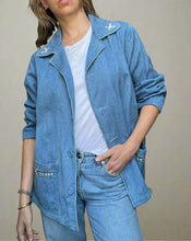 Load image into Gallery viewer, Vintage Aztec Denim Blazer
