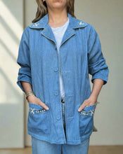 Load image into Gallery viewer, Vintage Aztec Denim Blazer

