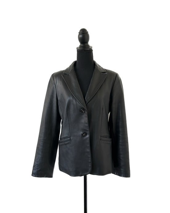 leather blazer chic leather jacket black leather jacket 90s leather jacket 