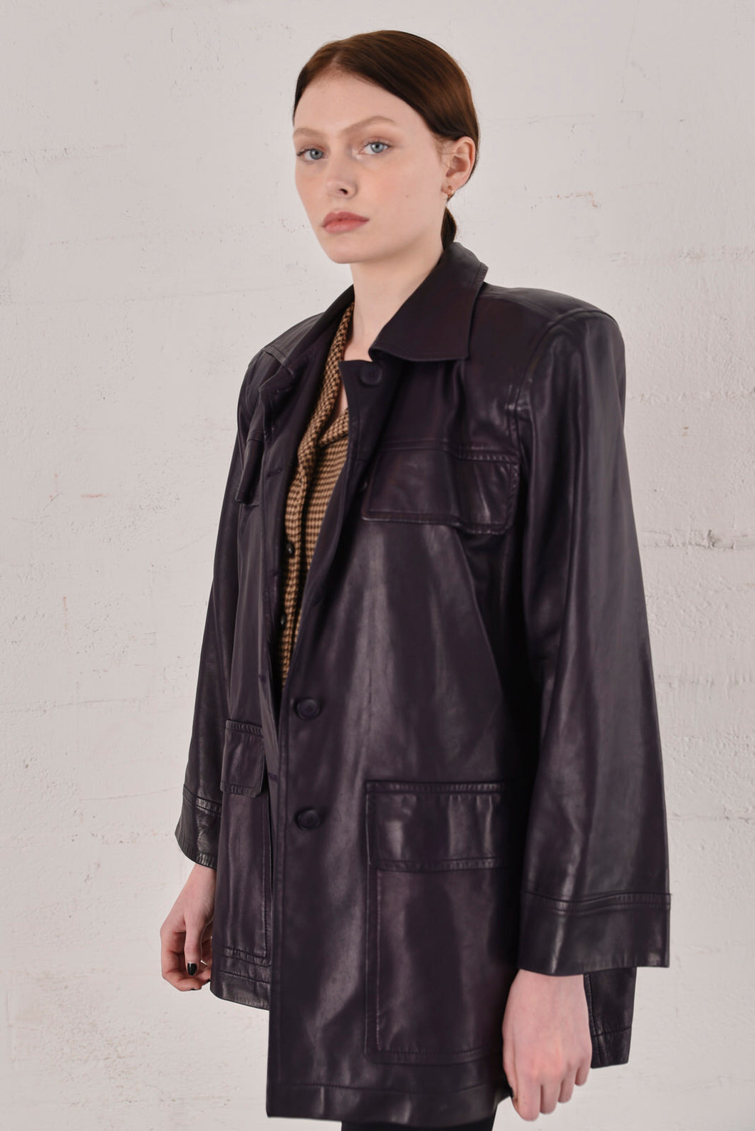Yves Saint Laurent Aubergine Leather Jacket